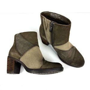 EARTH Malta Women’s Olive Multi Water Resistant Suede Side Zip Ankle Boot Sz 5 B